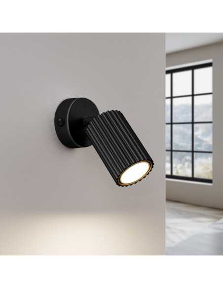 Aplique KARBON negro con interruptor