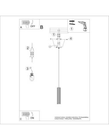 Lámpara colgante KARBON 1 beige