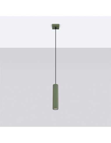Lámpara colgante KARBON 1 verde oliva
