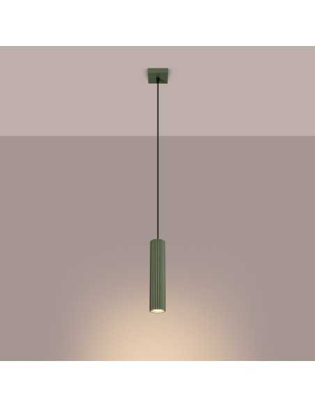 Lámpara colgante KARBON 1 verde oliva