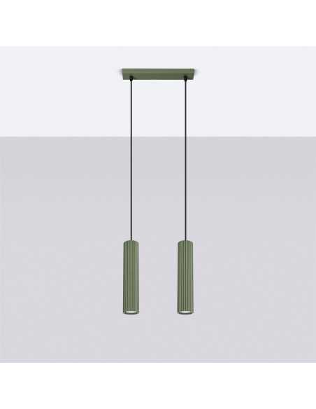Lámpara colgante KARBON 2 verde oliva