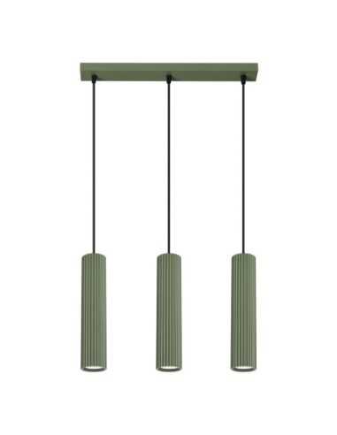 Lámpara colgante KARBON 3L verde oliva