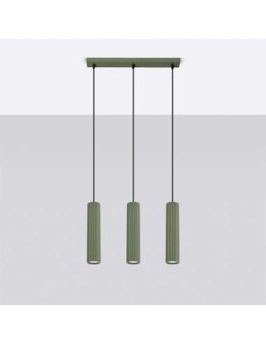 Lámpara colgante KARBON 3L verde oliva