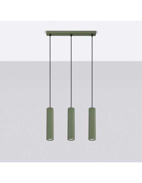 Lámpara colgante KARBON 3L verde oliva