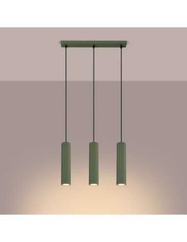 Lámpara colgante KARBON 3L verde oliva