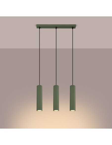 Lámpara colgante KARBON 3L verde oliva