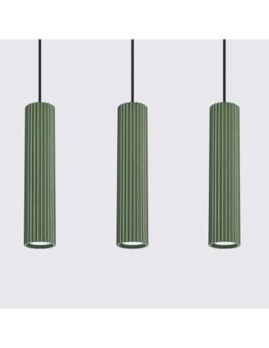 Lámpara colgante KARBON 3L verde oliva