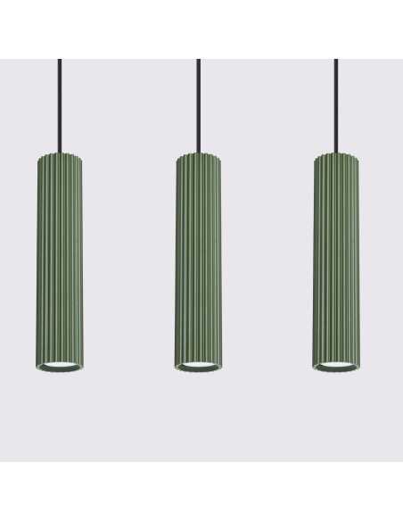 Lámpara colgante KARBON 3L verde oliva