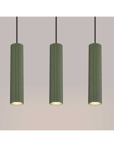 Lámpara colgante KARBON 3L verde oliva