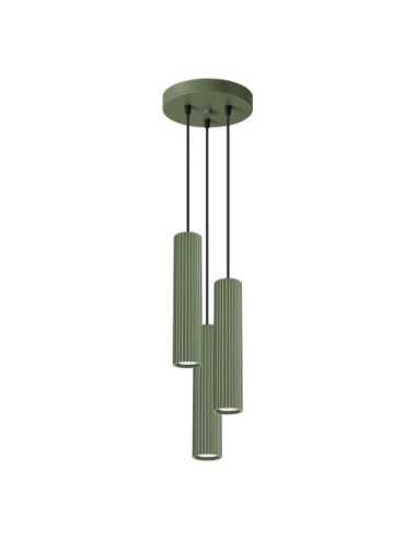 Lámpara colgante KARBON 3P verde oliva