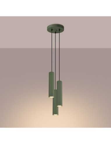 Lámpara colgante KARBON 3P verde oliva