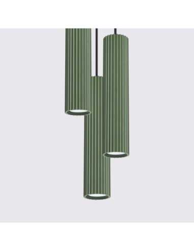 Lámpara colgante KARBON 3P verde oliva