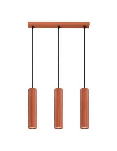 Lámpara colgante KARBON 3L rojo ocre