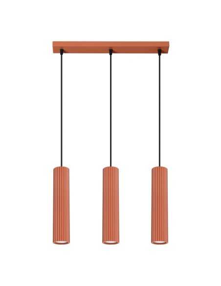 Lámpara colgante KARBON 3L rojo ocre