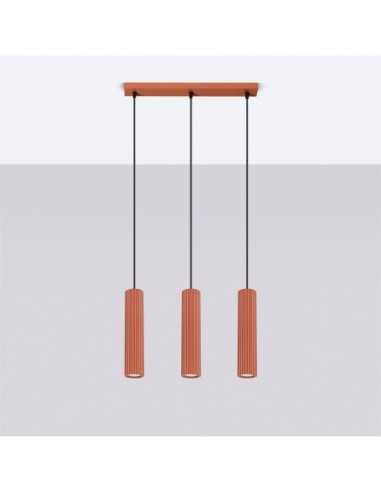 Lámpara colgante KARBON 3L rojo ocre