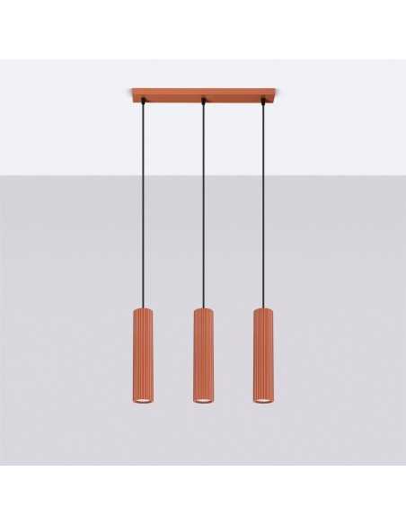 Lámpara colgante KARBON 3L rojo ocre