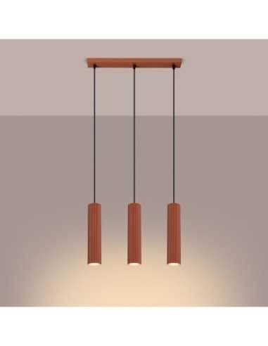 Lámpara colgante KARBON 3L rojo ocre