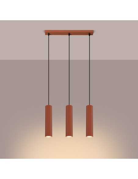 Lámpara colgante KARBON 3L rojo ocre