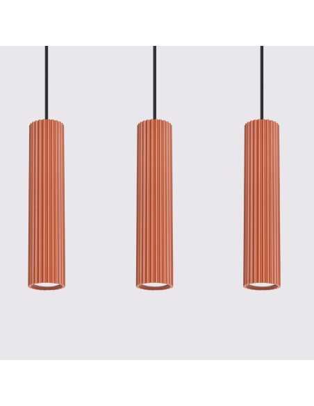 Lámpara colgante KARBON 3L rojo ocre