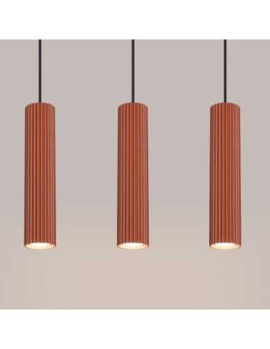 Lámpara colgante KARBON 3L rojo ocre