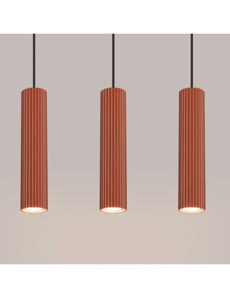 Lámpara colgante KARBON 3L rojo ocre