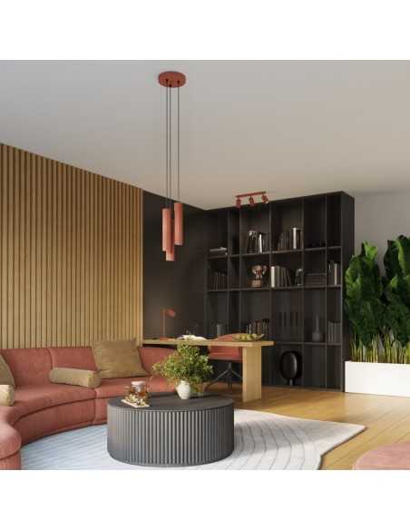 Lámpara de techo KARBON 3L rojo ocre
