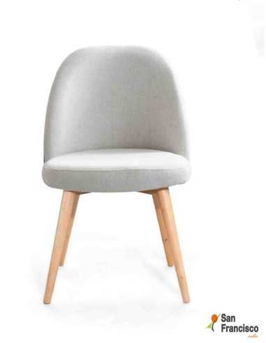 Silla de comedor moderna tapizada con patas de madera