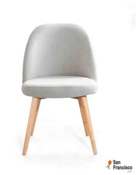 Silla de comedor moderna tapizada con patas de madera