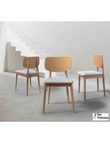 Silla de comedor Moderna con respaldo de madera