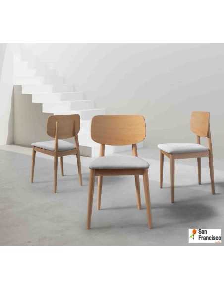 Silla de comedor Moderna con respaldo de madera