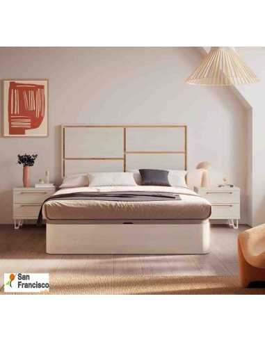 Dormitorio de matrimonio líneas modernas, acabado Polar y Artisan