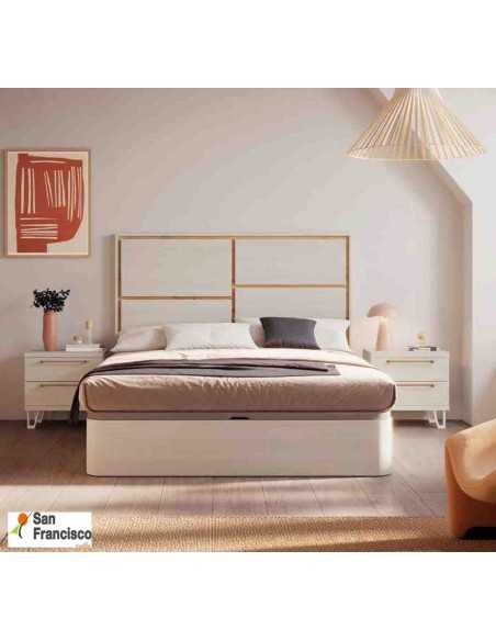 Dormitorio de matrimonio líneas modernas, acabado Polar y Artisan