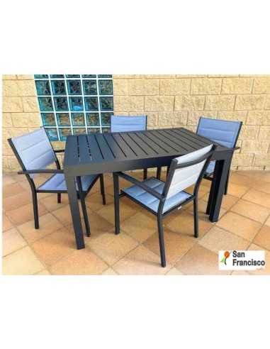 Conjunto de mesa + 4 sillas de aluminio