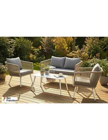 Conjunto de Exterior aluminio y Rattan