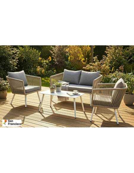 Conjunto de Exterior aluminio y Rattan