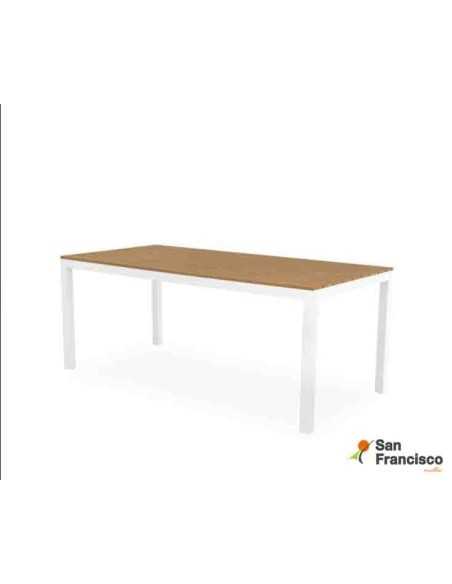 Mesa para exterior Blanca y madera de 180cm
