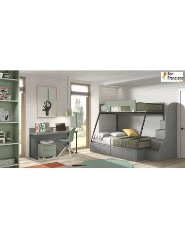 Litera de diseño Moderno con cama inferior de 135x190cm y superior de 90x190cm