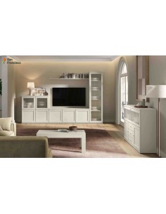 Mueble de salón de 3 metros con vitrina