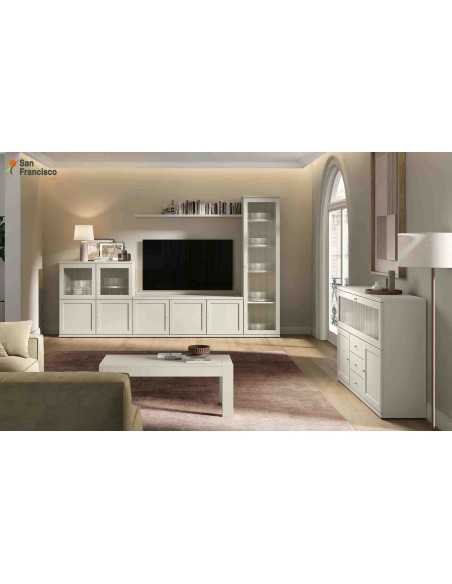 Mueble de salón de 3 metros con vitrina