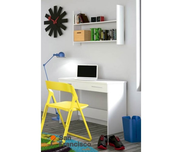 Mesa de estudio barata modelo Eko color blanco.