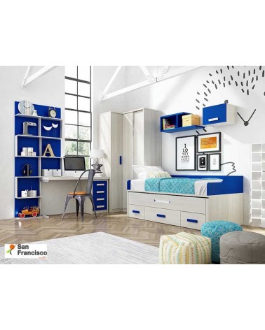 Dormitorio Juvenil a medida Color Arce y Azul