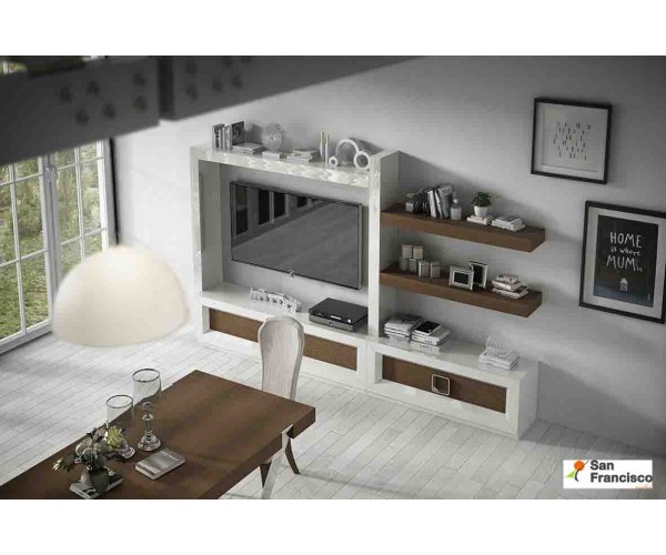 Mueble de Salón de 288 cm Lacado Blanco Alto brillo