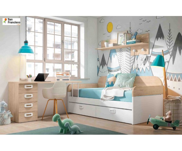 dormitorio juvenil completo colores diseño Nordico