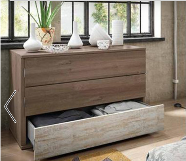 Cómoda de 3 cajones “Génova” ideal como mobiliario auxiliar para el dormitorio